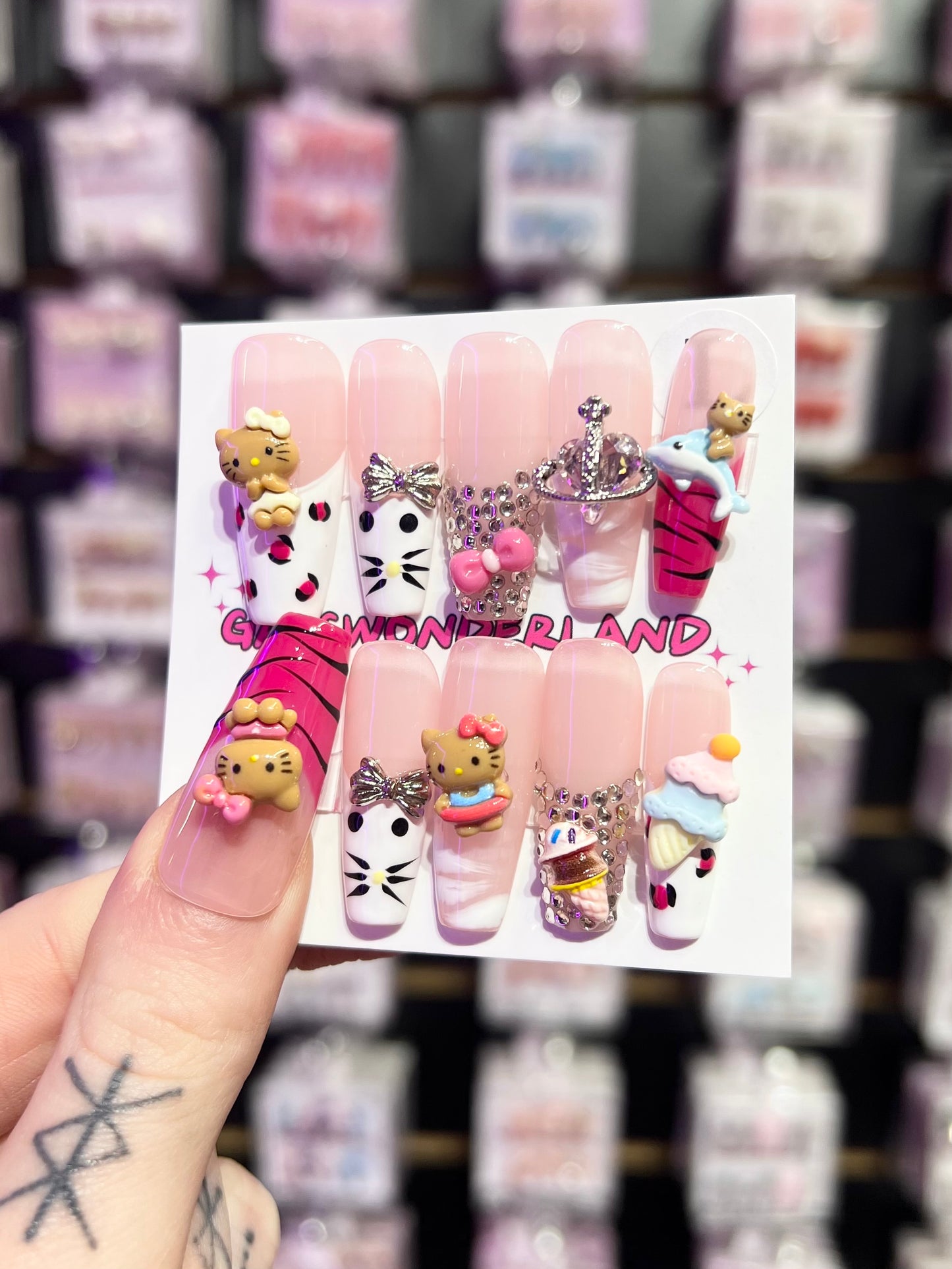 Kitty Bedazzle Nails