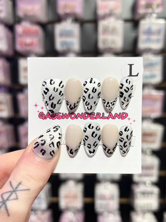 Silver Leopard Chic Nails